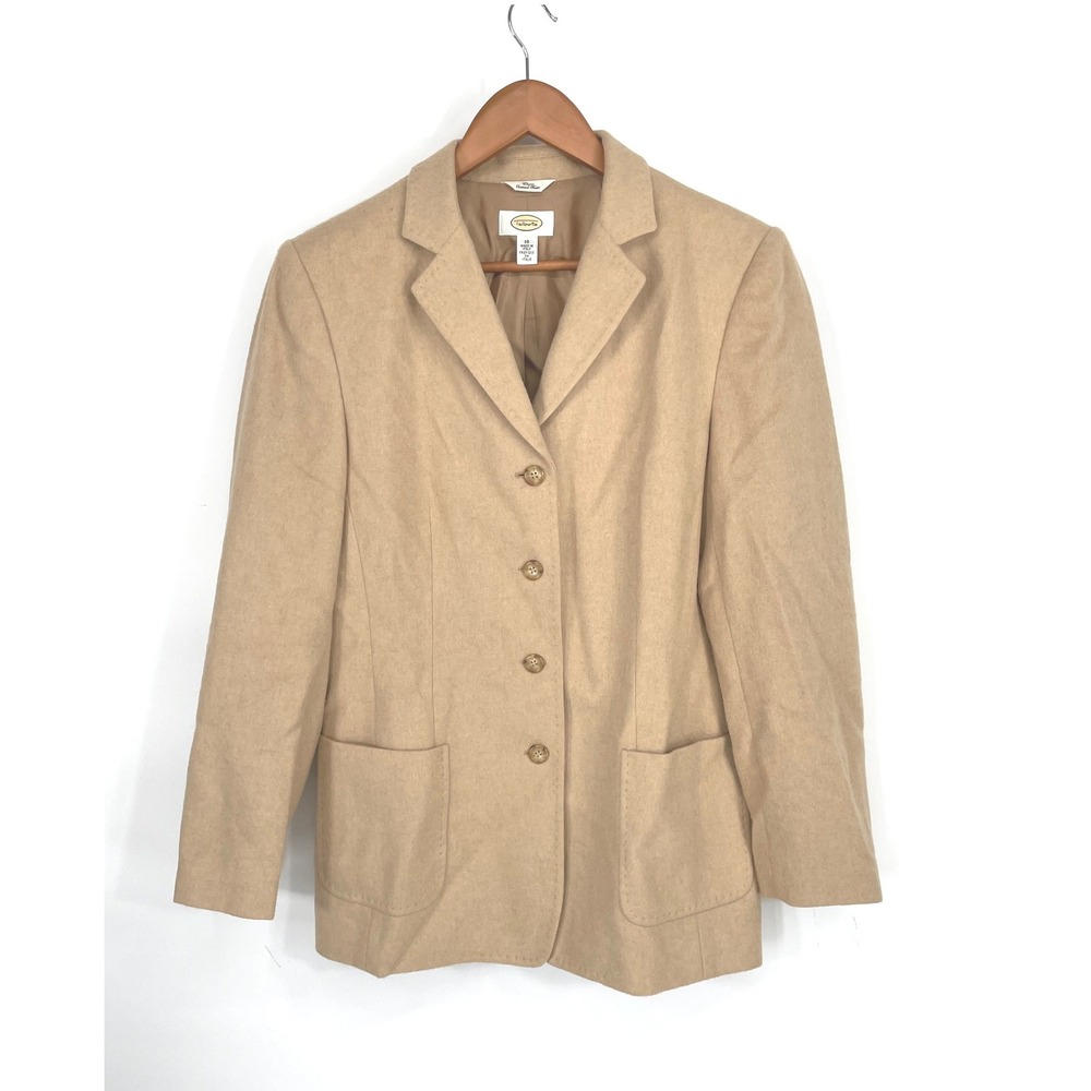 Talbots Women Blazer 10 Pure Camel Hair Tan Made in Italy Classic Coat Academic